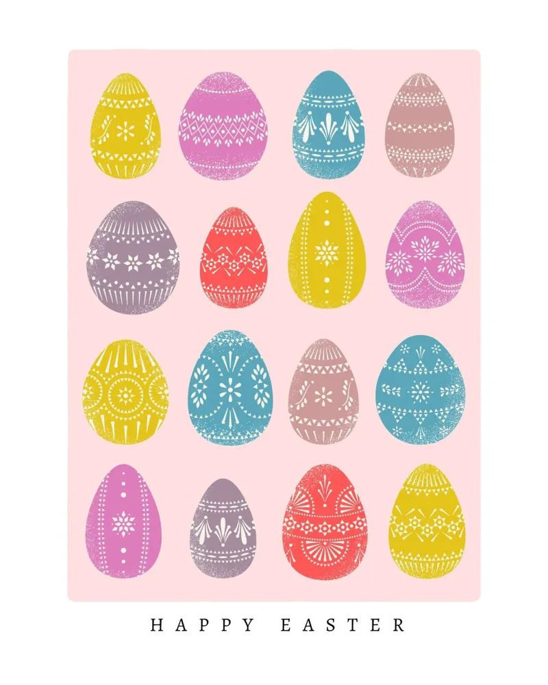 Ostern Ostereier - felice - rosa, rot, pastell, bunt poster con telaio in alluminio da keinkonzept