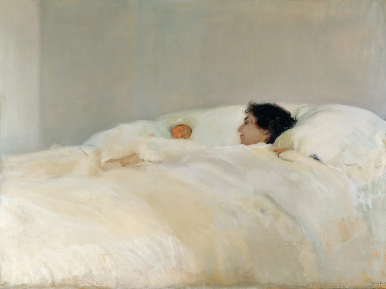 Joaquin Sorolla - Madre poster con telaio in alluminio da Timeless Artworks