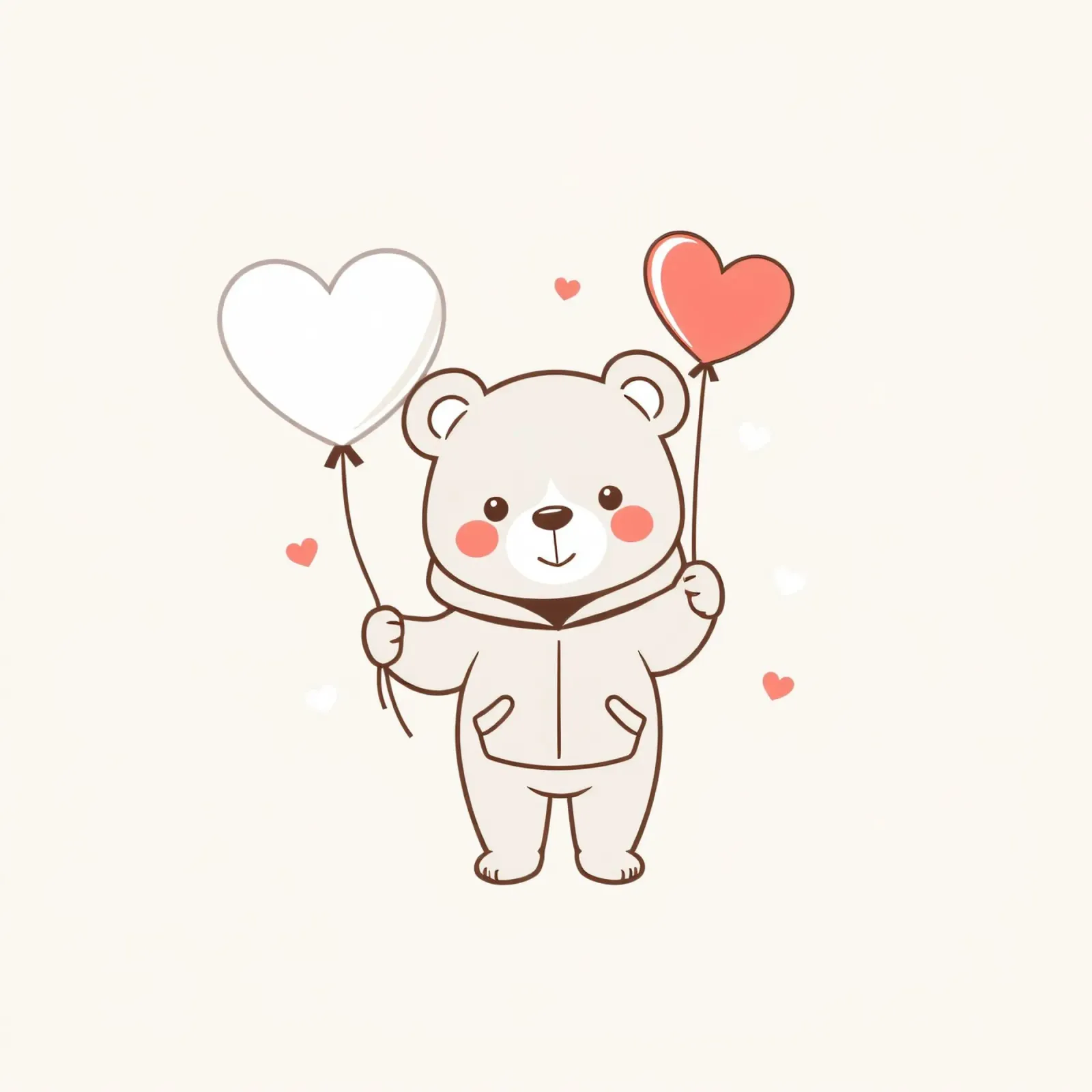 Simpatico orso che tiene in mano palloncini a forma di cuore pellicola backlit da DesignDoodle