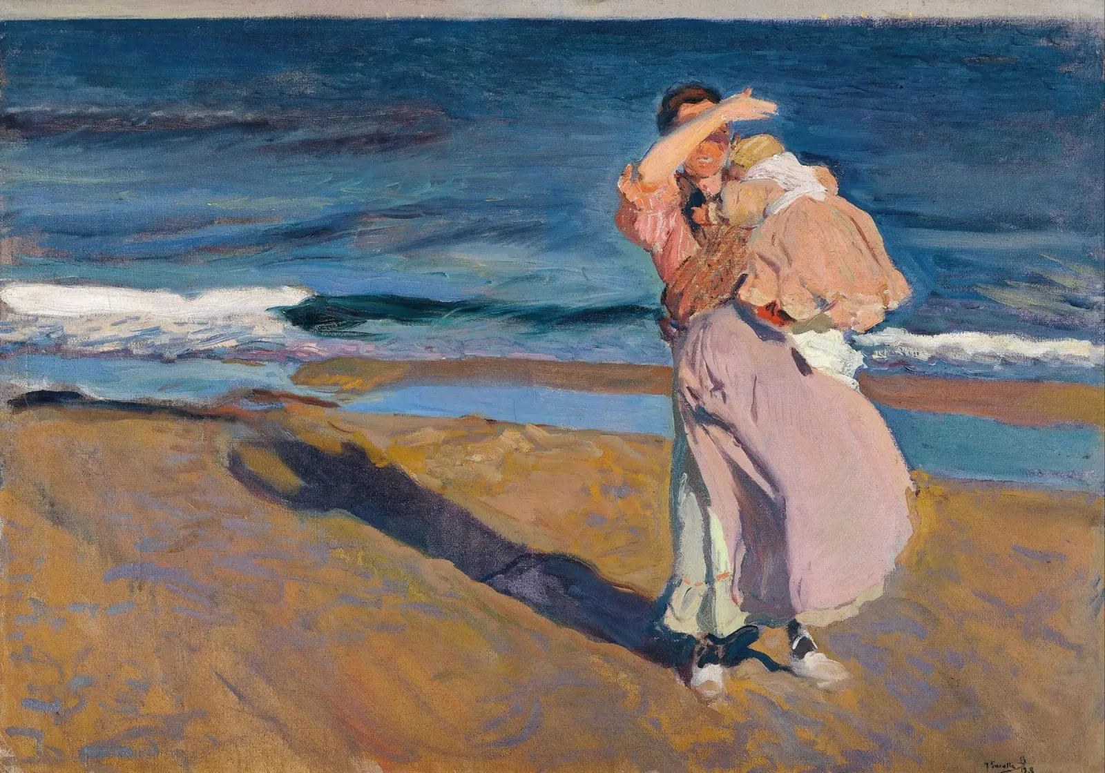 Joaquín Sorolla - Fischerin mit ihrem Sohn Hahnemühle von Timeless Artworks