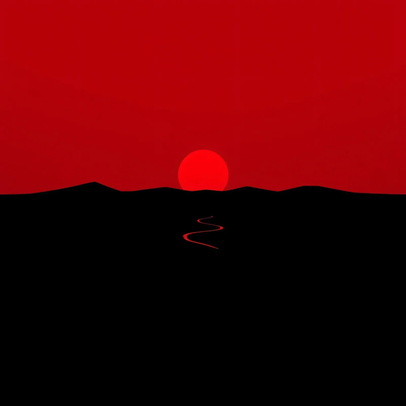 Un tramonto vibrante proietta un bagliore rosso su un sentiero tortuoso poster da DesignDoodle