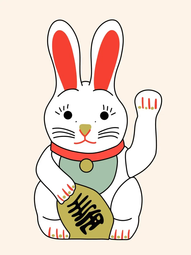 Pascua - Conejo de Pascua - Gato que saluda - Japón metacrilato de keinkonzept