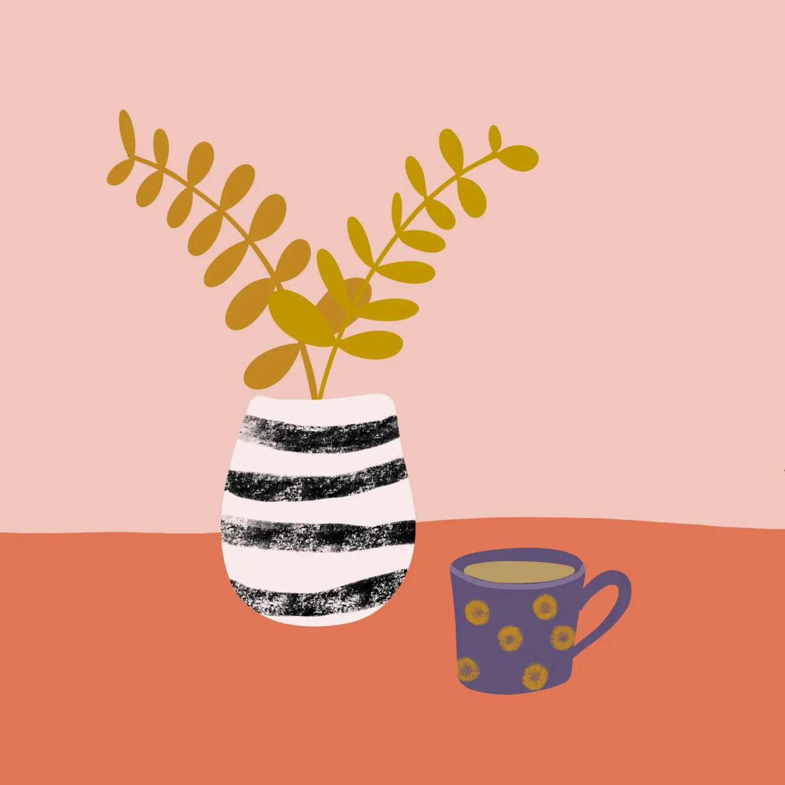 Stilleben Illustration Kaffee Esszimmer Wohnzimmer carta hahnemühle da keinkonzept