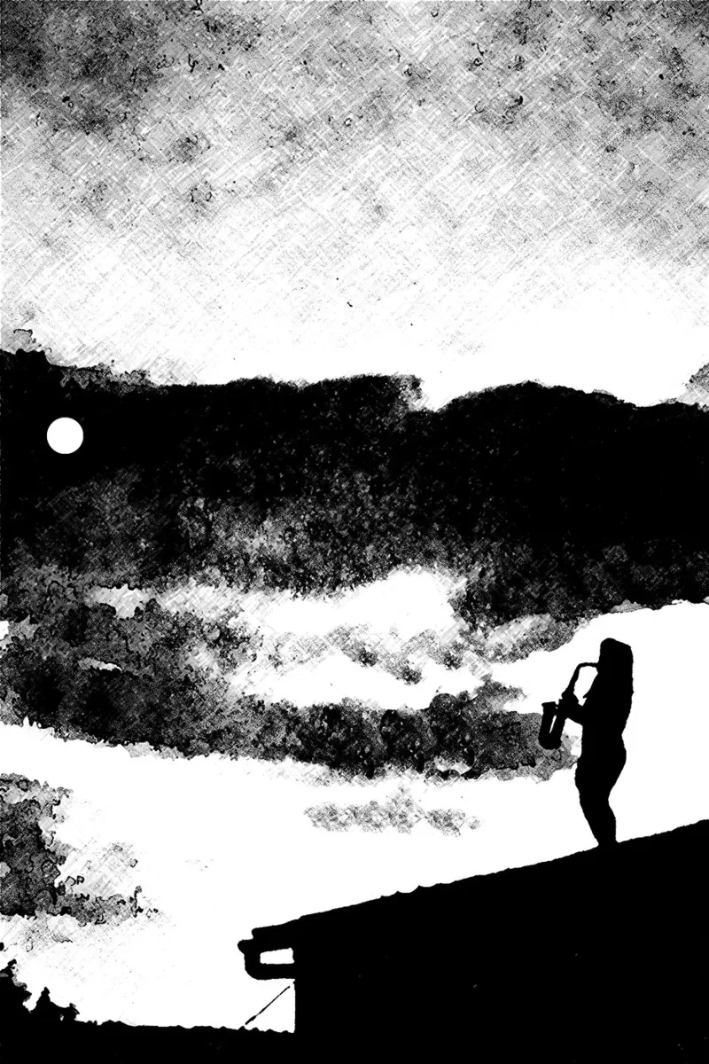 Il sax e la luna pellicola backlit da Massimo Frascogna