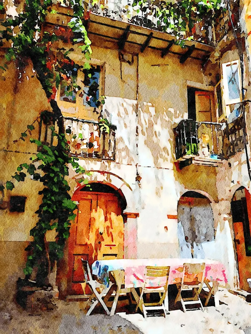 Cortile italiano pellicola backlit da Massimo Frascogna