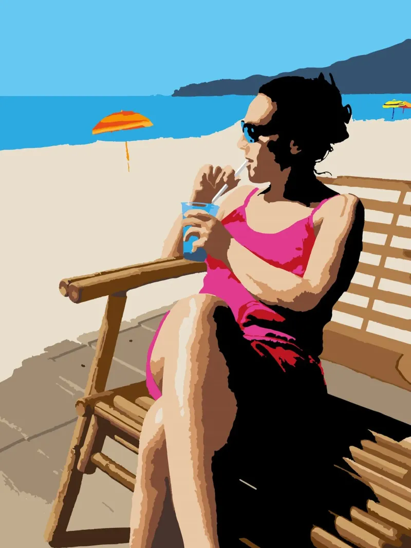 Zomervrouw canvas met Baklijst van Massimo Frascogna