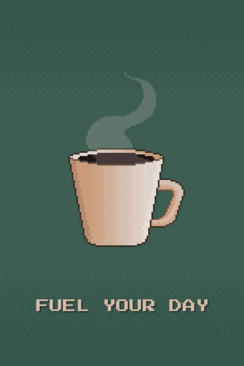Poster per il caffè in pixel art - Per alimentare la giornata con energia poster con telaio in legno da Ben & Clo creations