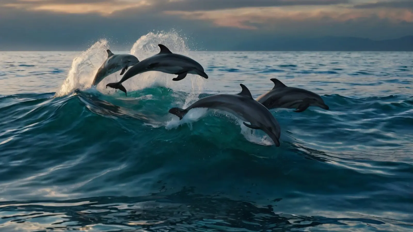 Dolphins leap gracefully above ocean waves at sunset forex plate by DesignDoodle