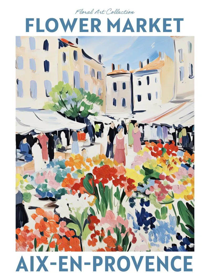 Mercato dei fiori, Aix en Provence, Francia - Viaggio Botanico carta hahnemühle da Peaches Art Prints