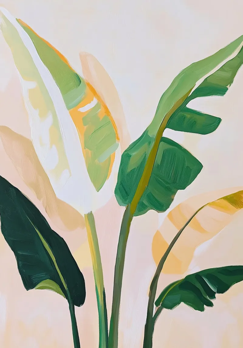 Botanico Minimalista Beige Verde Fauvista poster con telaio in legno da Euphoria Theresa