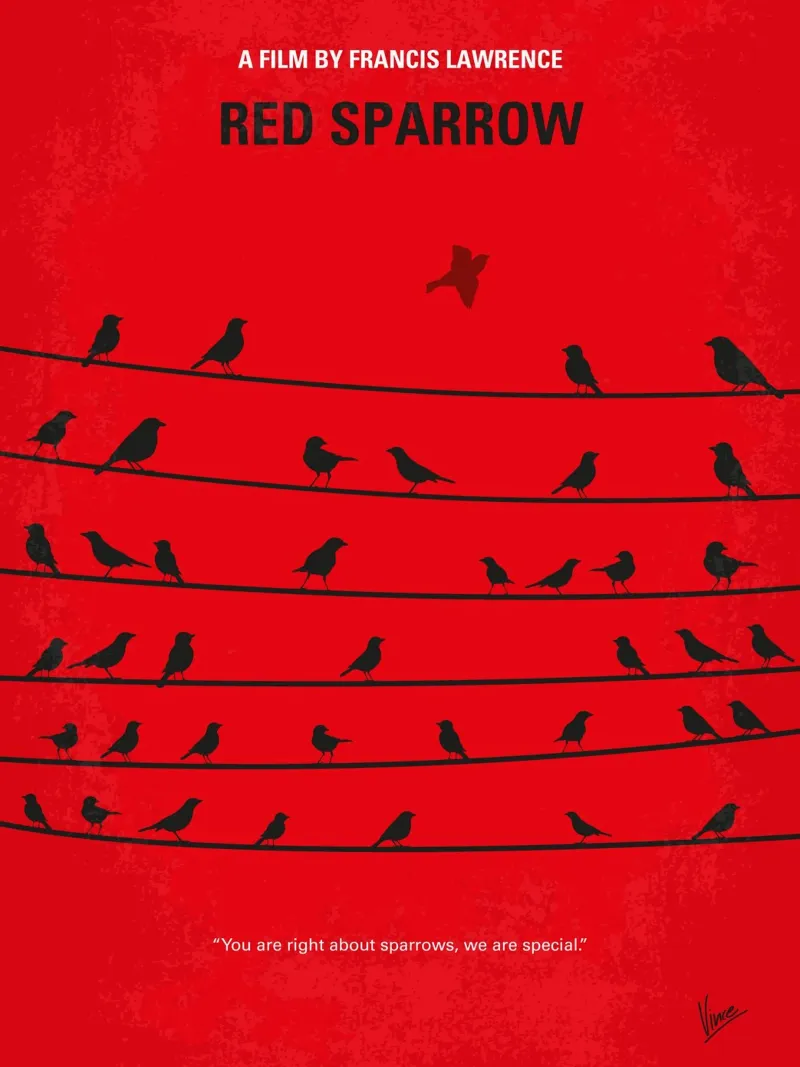 No960 My Red Sparrow minimal movie poster carta hahnemühle da Chungkong