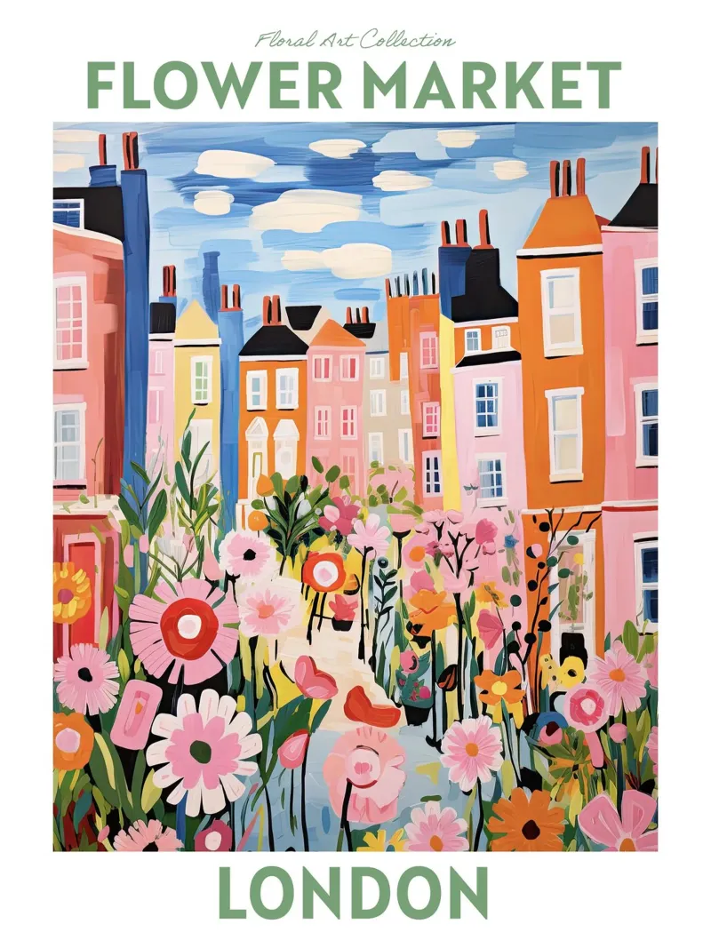 Mercato dei fiori, Londra, Inghilterra, Viaggio botanico carta hahnemühle da Peaches Art Prints