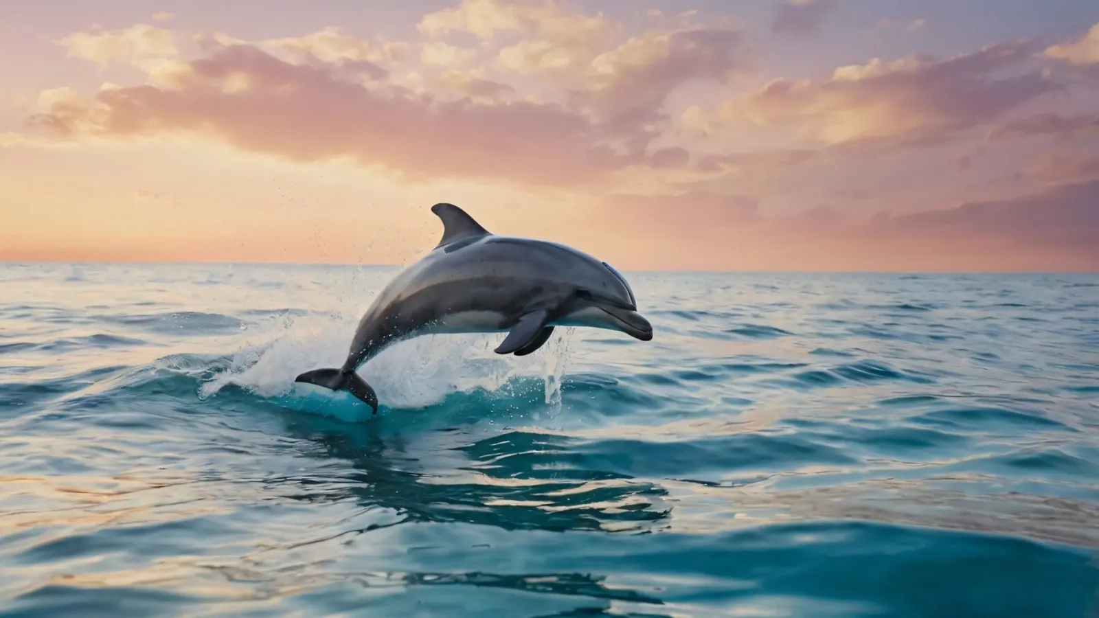 Delphin springt anmutig über die Meeresoberfläche Sonnenuntergang Hahnemühle von DesignDoodle