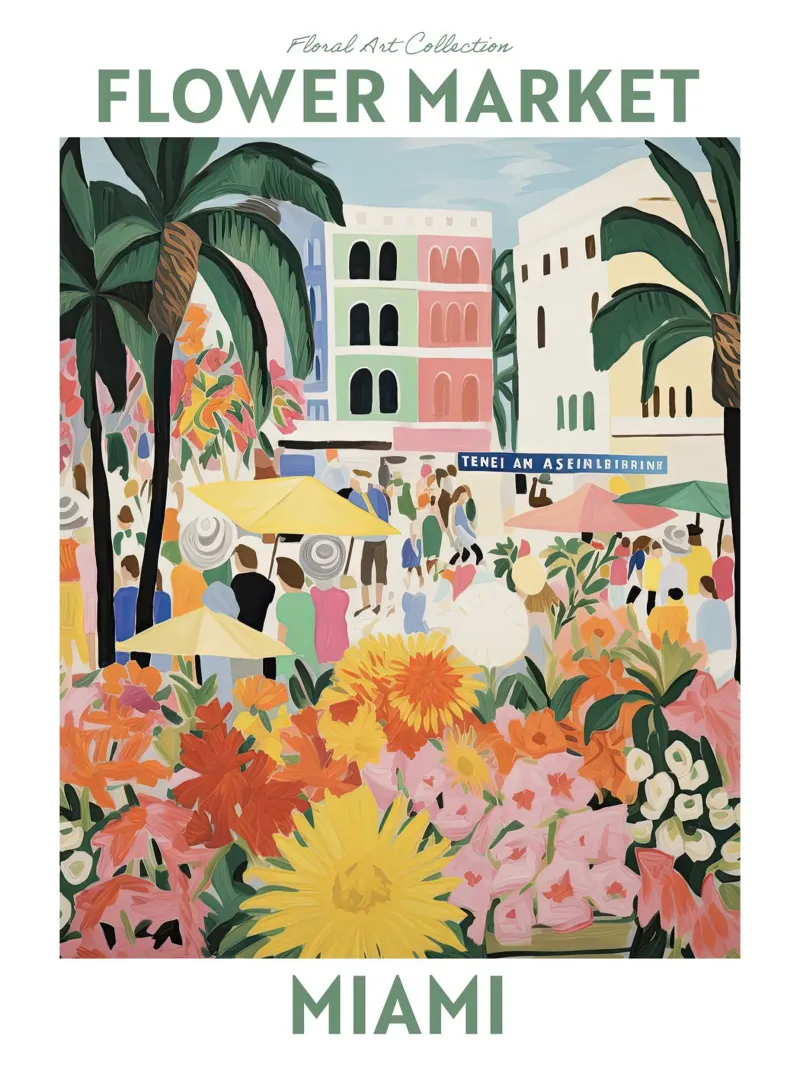 Mercado de Flores, Miami, Forida, EE.UU., Viaje Botánico lámina retroiluminada de Peaches Art Prints