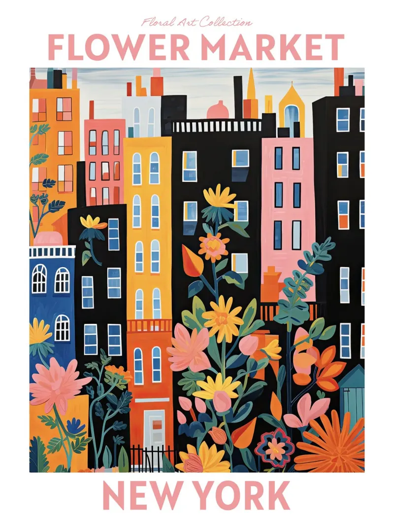 Mercado de las Flores, Nueva York, Viaje Botánico metacrilato de Peaches Art Prints
