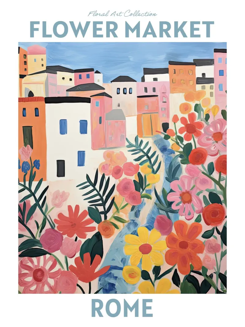 Mercato dei fiori, Roma, Italia, Viaggio Botanico plexiglass da Peaches Art Prints