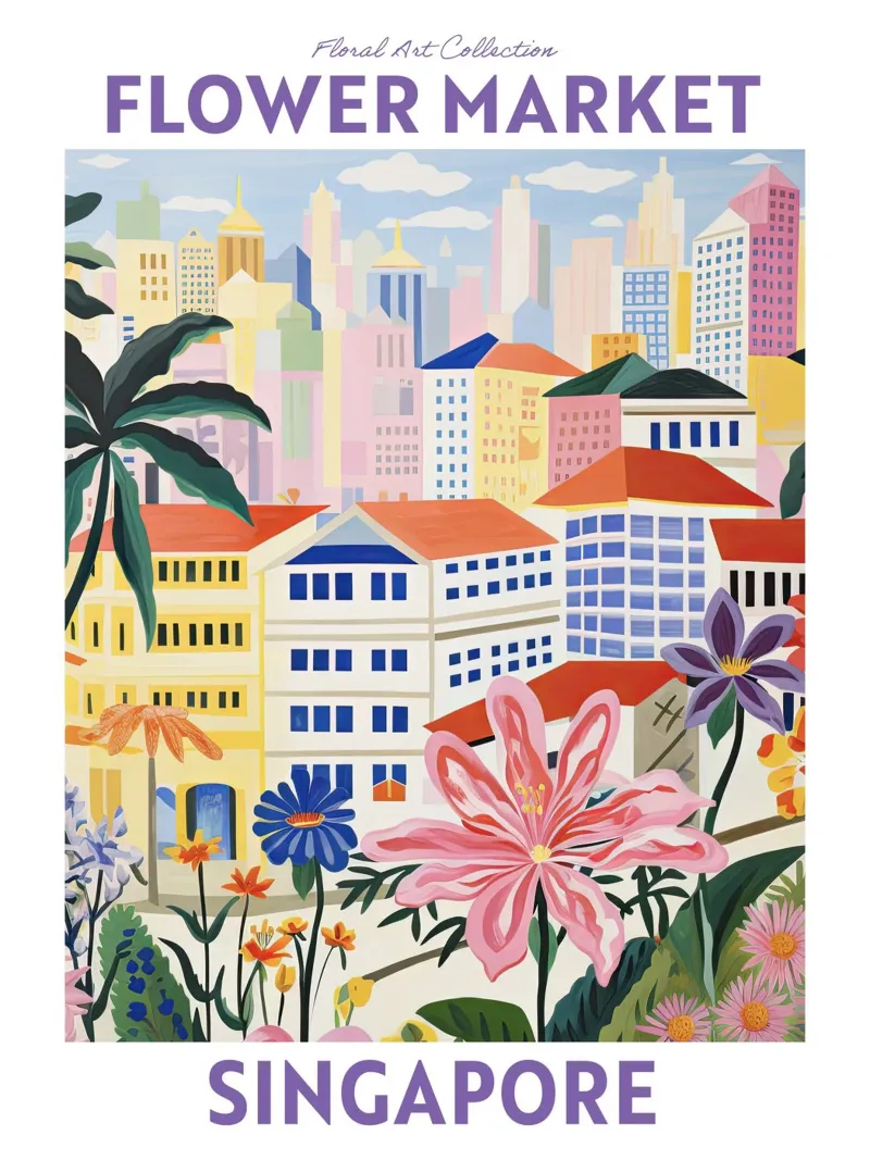 Mercato dei fiori, Singapore, Asia, Viaggio botanico pellicola backlit da Peaches Art Prints