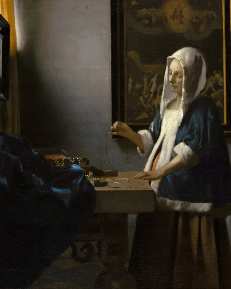 Johannes Vermeer - Donna in equilibrio pellicola backlit da William Store