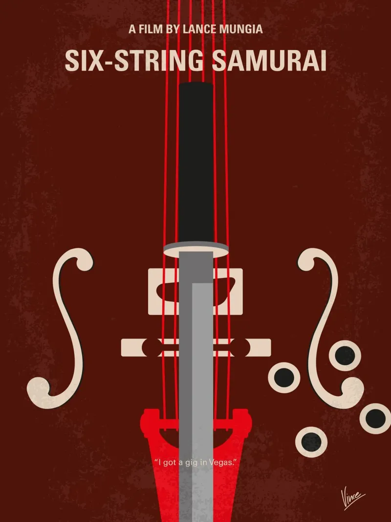 No1020 My Six-String Samurai minimal movie poster alluminio dibond da Chungkong