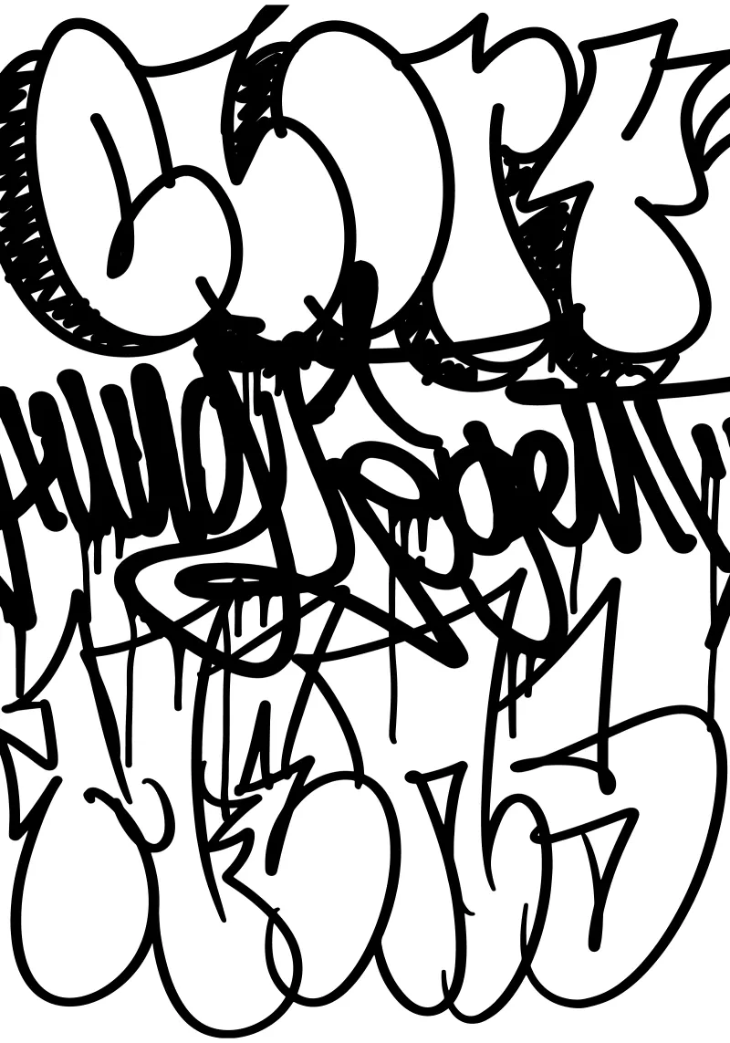 Black and White Graffiti Leinwand von Flo Klein