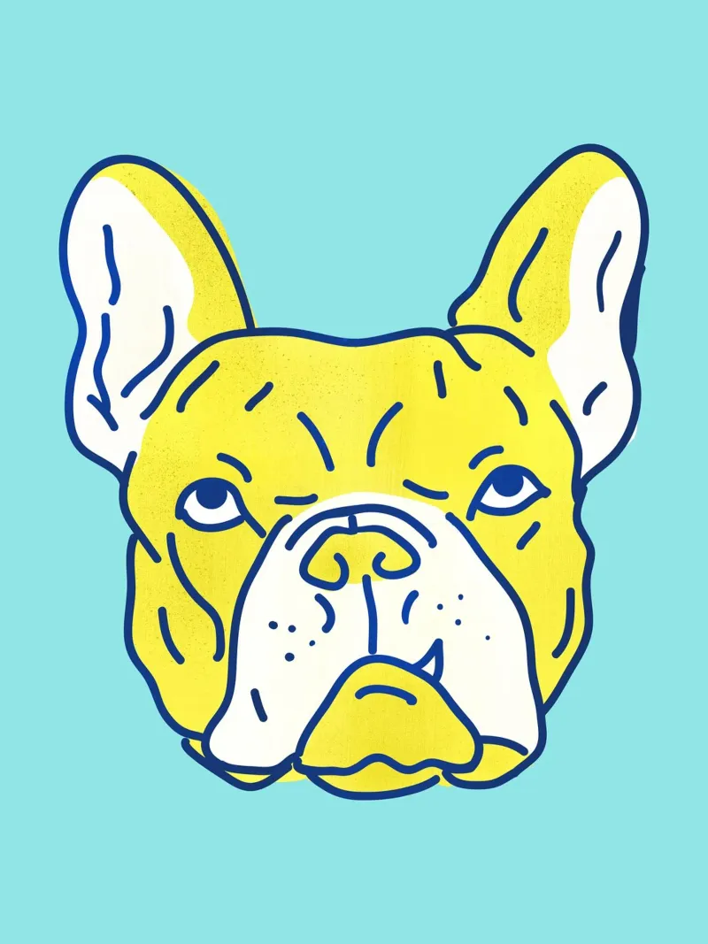 Pop Art Bulldog Portrait in Neon Blue and Yellow pellicola backlit da showmemars