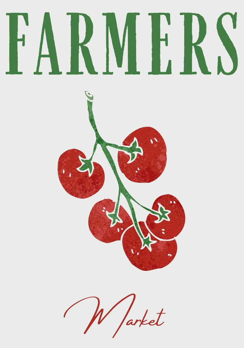 Mercato contadino, Pomodori, retro vintage alluminio dibond da pdigitalprints