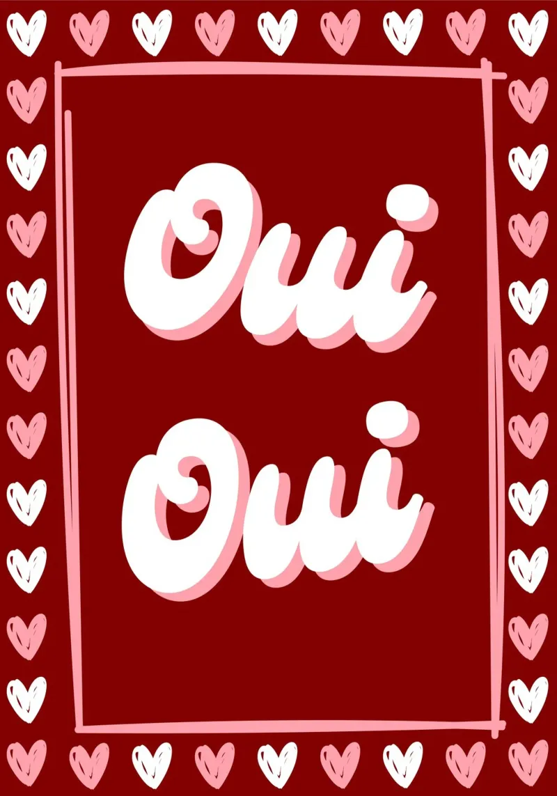 Oui Oui, detto francese, cuoricini preppy pellicola backlit da pdigitalprints