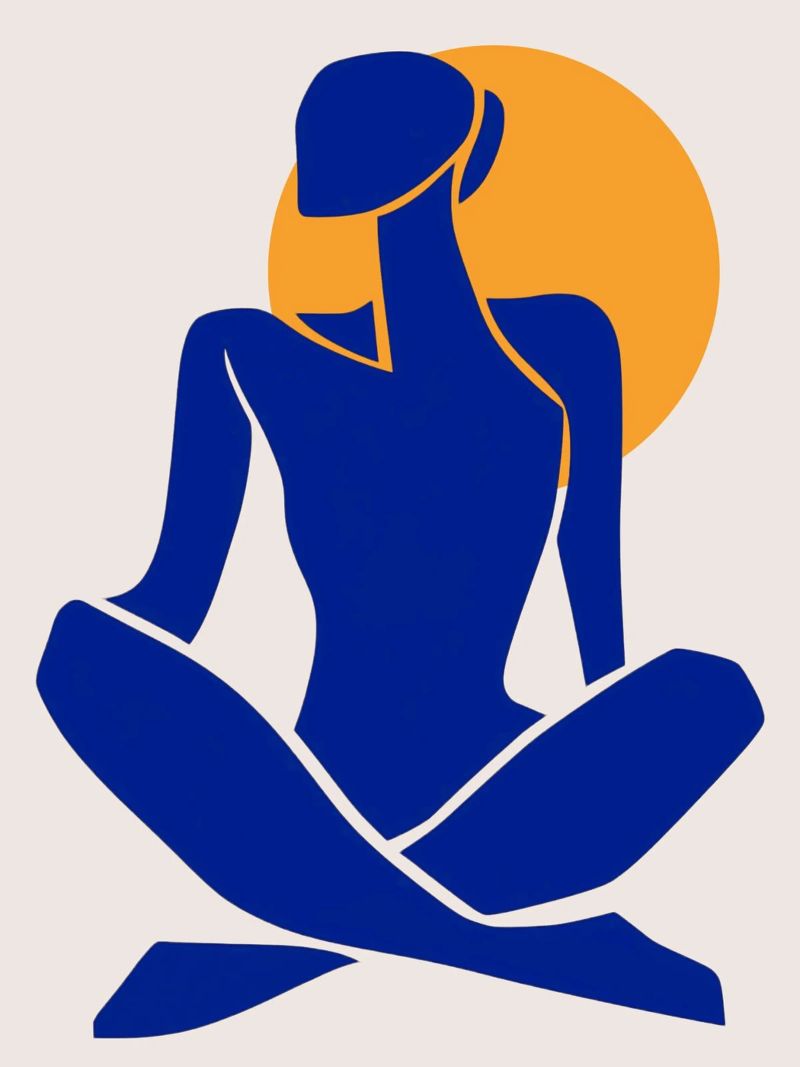 Blaue Silhouette mit orangefarbener Sonne Poster von DWA