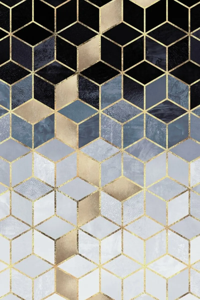 Soft Blue Gradient Cubes carta hahnemühle da Elisabeth Fredriksson