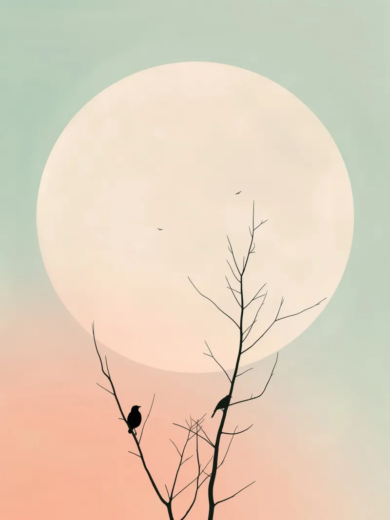 Gli uccelli e la luna carta hahnemühle da DWA
