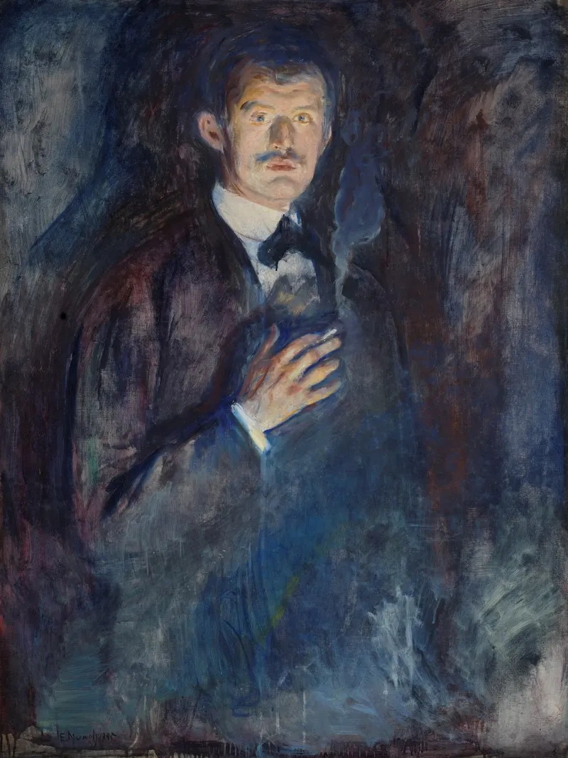 Edvard Munch - Selbstporträt mit brennender Zigarette Hahnemühle von Timeless Artworks