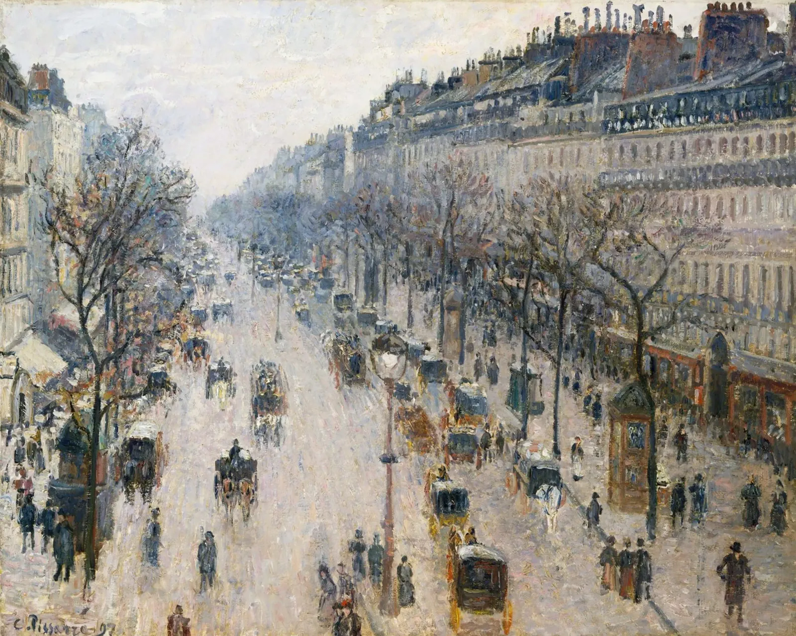 Pissarro - Il boulevard Montmartre in una mattina d'inverno pellicola backlit da Timeless Artworks