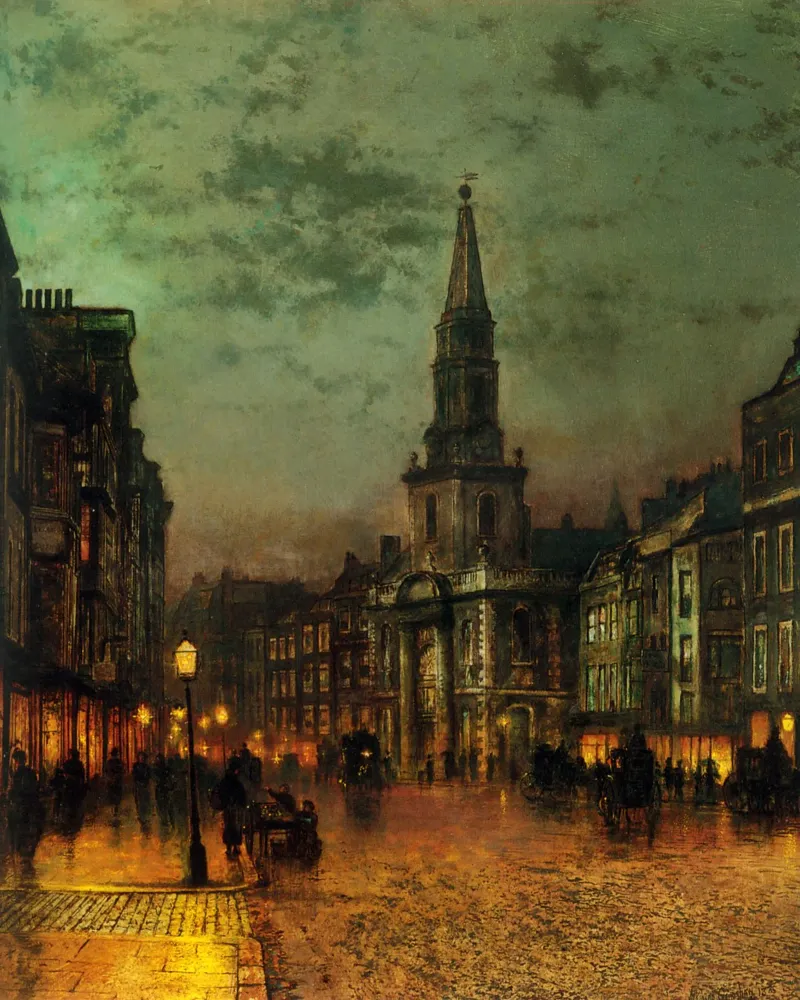 John Atkinson Grimshaw - Blackman Street, Londra poster con telaio in legno da Timeless Artworks
