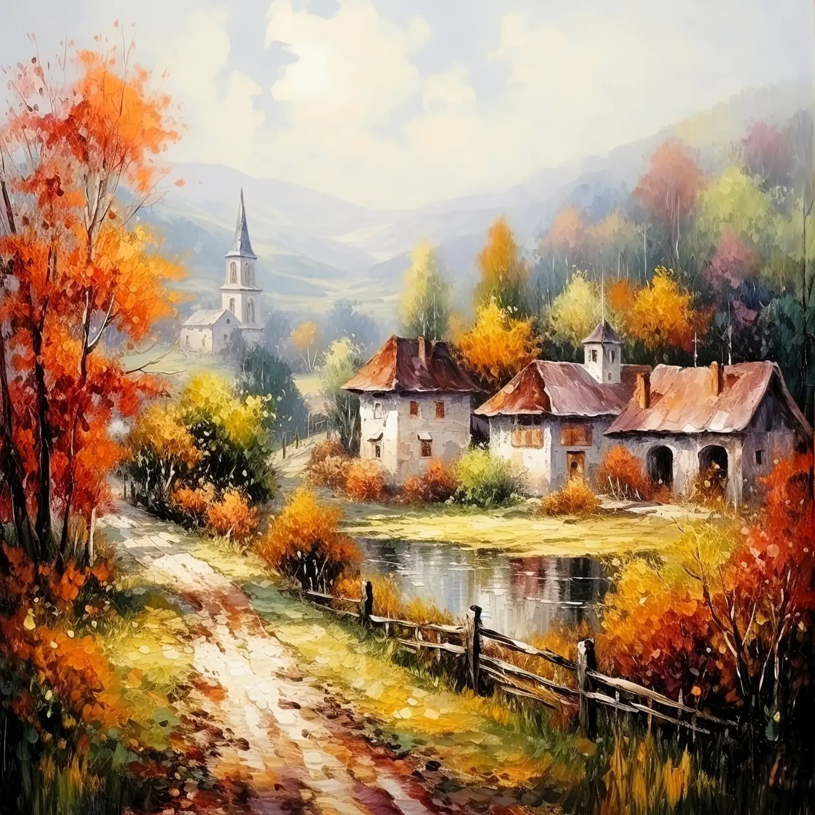 Autumn in England poster con telaio in legno da Artsy Bessy