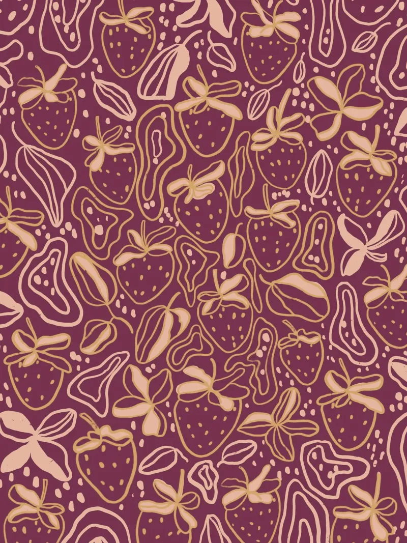 Maroon strawberries canvas met Baklijst van GigiRosado