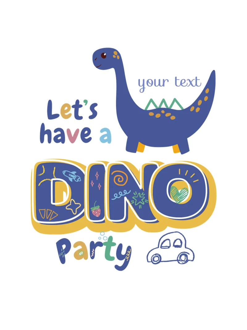 Klein Dino Fest canvas van Doodle Dreams Art