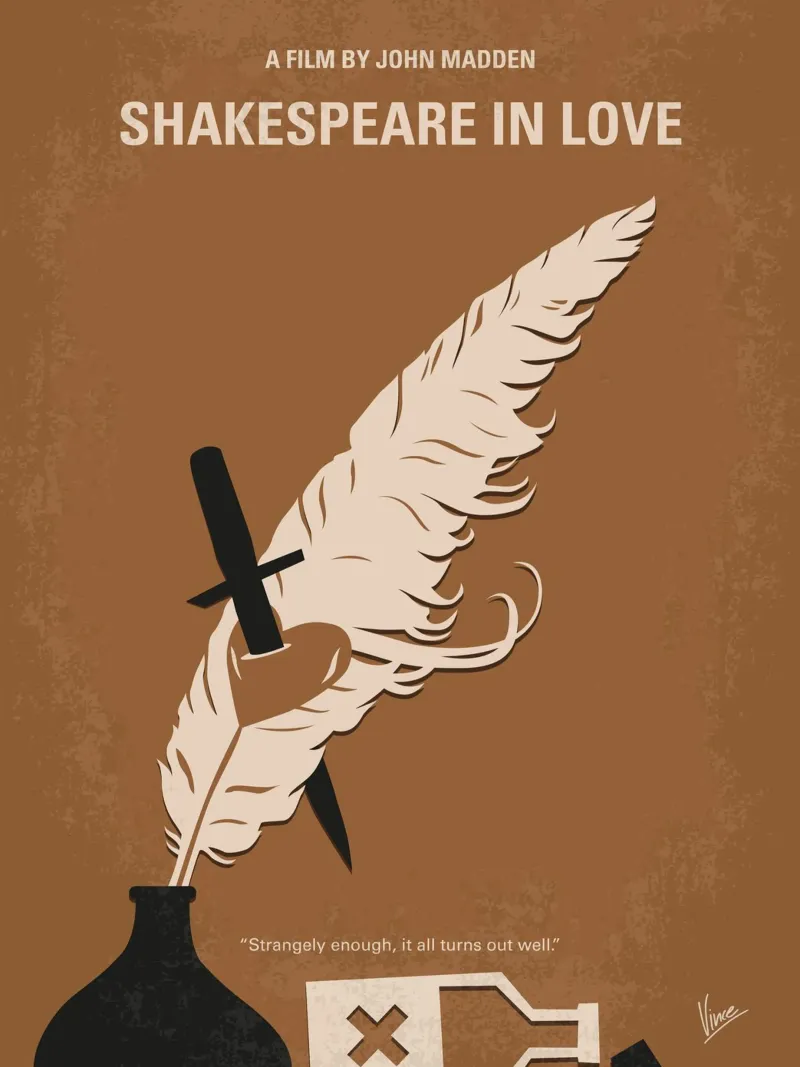 No1071 My SHAKESPEARE IN LOVE minimal movie poster poster con telaio in legno da Chungkong