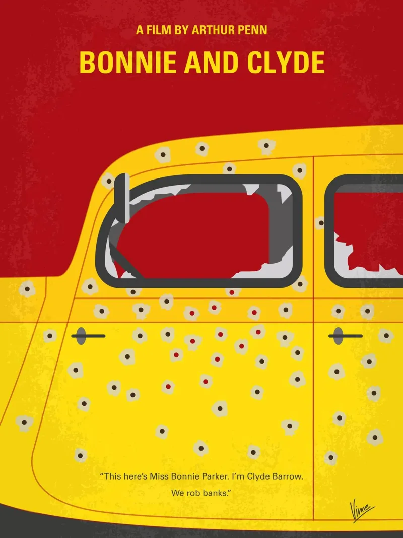 No1072 My Bonnie and Clyde minimal movie poster pellicola backlit da Chungkong