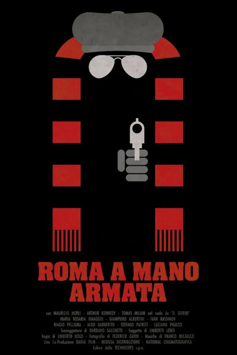 Roma a Mano Armata poster con telaio in legno da Federico Mancosu