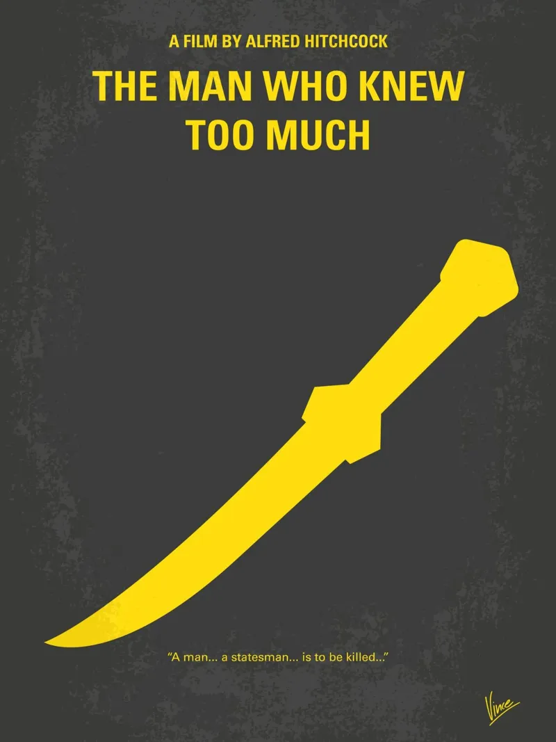 No1088 My The Man Who Knew Too Much minimal movie poster poster con telaio in alluminio da Chungkong