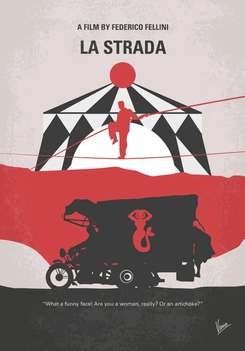 No1100 My La Strada minimal movie poster tela con Cornice a cassetta da Chungkong