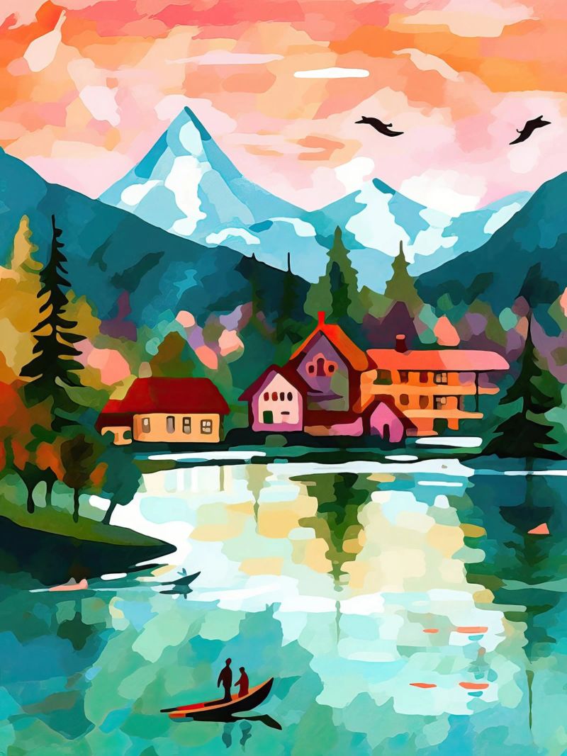 Schweiz, Interlaken, Seekabine Reisekunst Poster von Peaches Art Prints