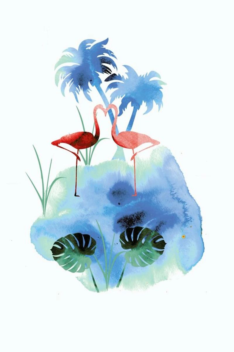 Flamingo Blues poster de XOXO Arte