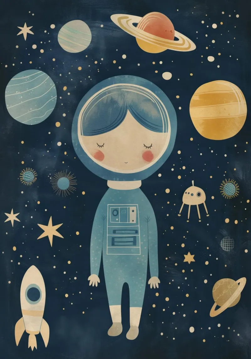 Boho Nursery 15 Astronaut Girl pellicola backlit da Boho Print Collection