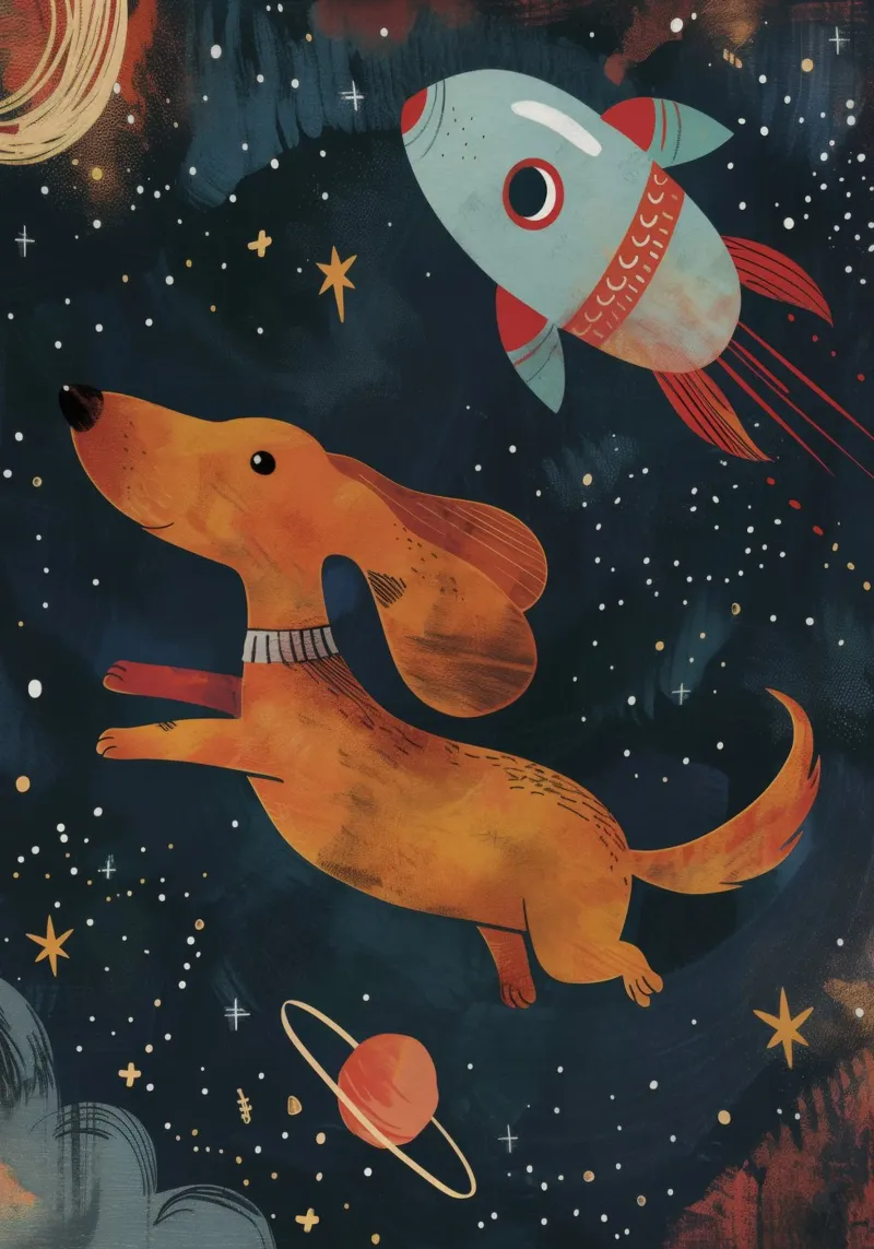 Boho Nursery 15 Space Dog pellicola backlit da Boho Print Collection