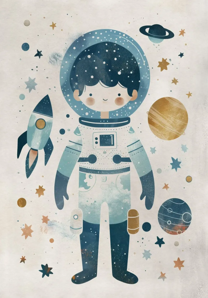 Boho Nursery 16 Astronaut pellicola backlit da Boho Print Collection