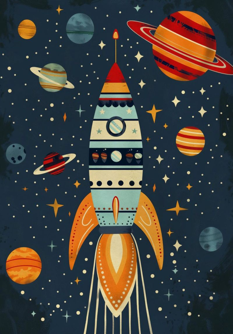 Boho Nursery 16 Rocket pellicola backlit da Boho Print Collection