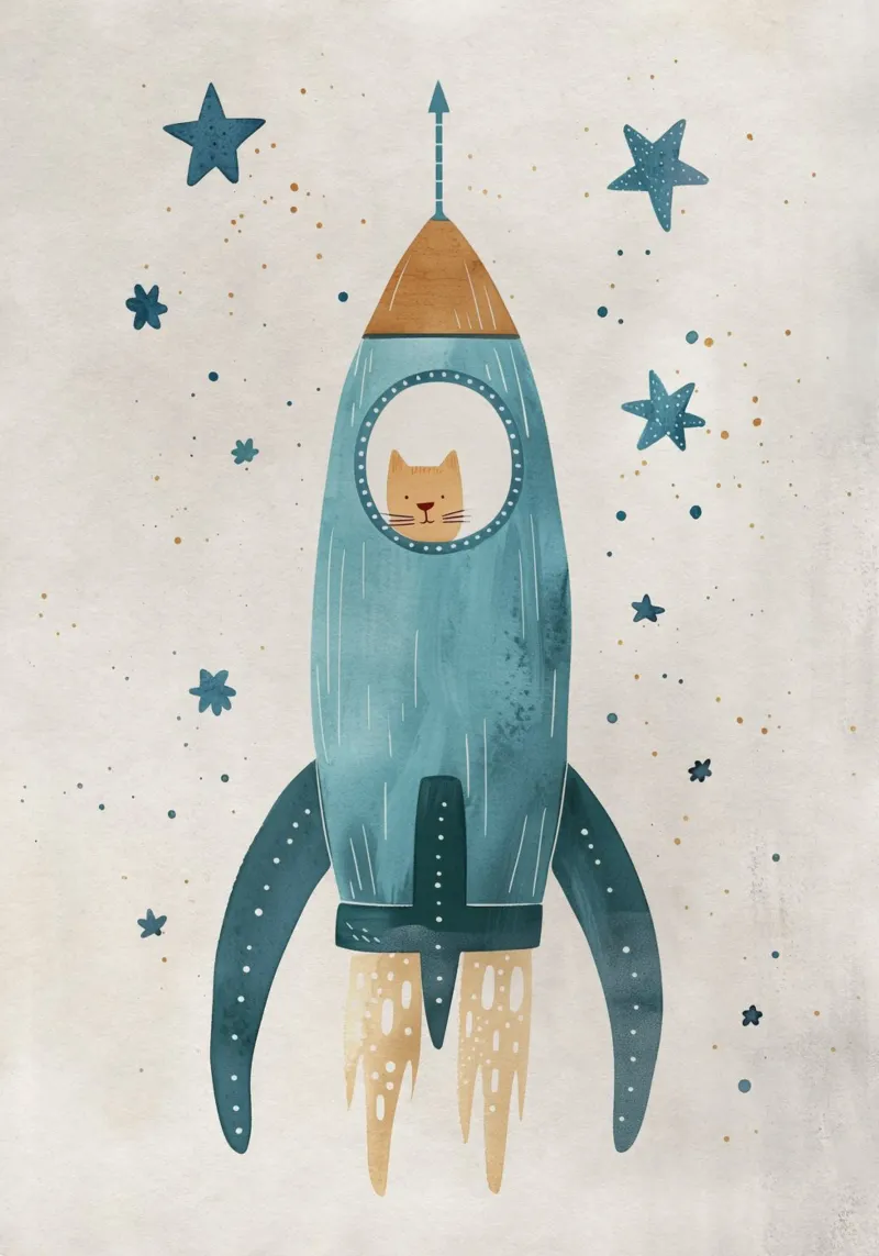 Boho Nursery 16 Space Cat pellicola backlit da Boho Print Collection