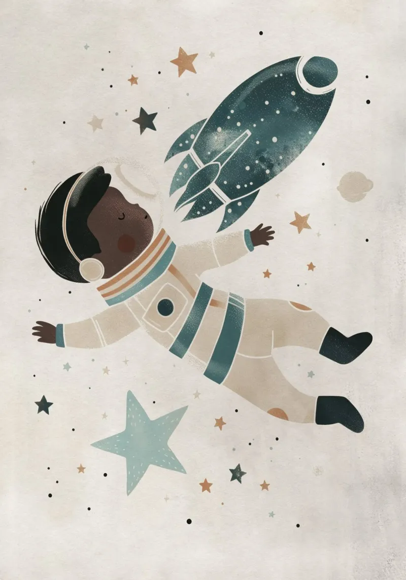 Boho Nursery 17 Astronaut pellicola backlit da Boho Print Collection