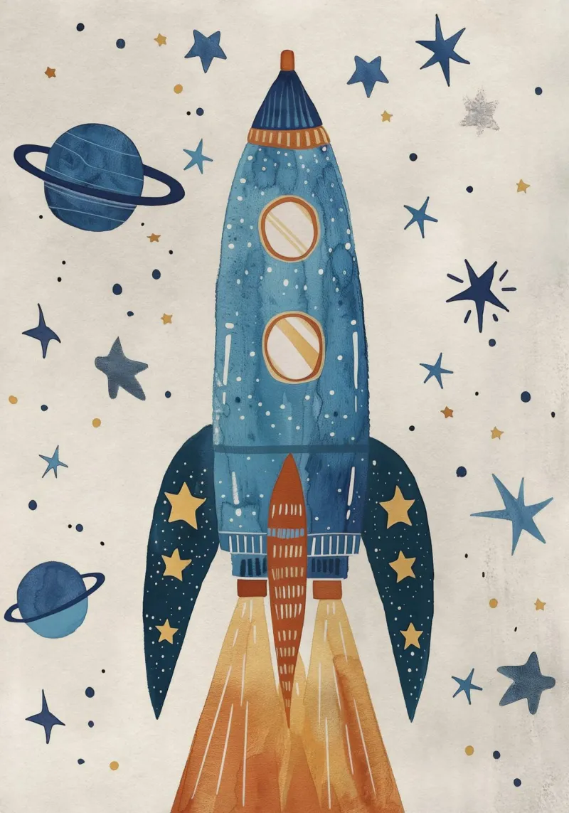 Boho Nursery 17 Rocket pellicola backlit da Boho Print Collection